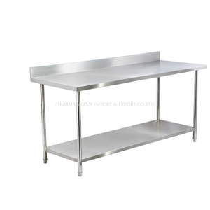 Mesa de trabalho de 2 camadas para cozinha de restaurante de aço inoxidável de hotel 